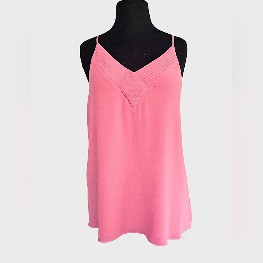 Naked Zebra Rose Pink Camisole Top with Pleated V-Neckline | Women’s M